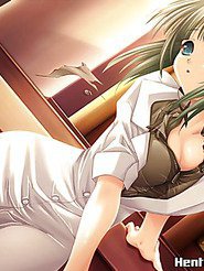Raunchy anime chick getting her nylons ripped off